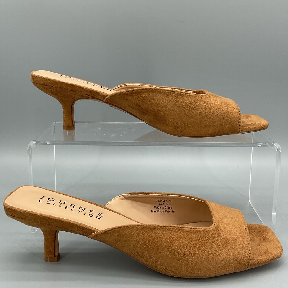 NEW Journee Collection Women’s Larna Kitten Sandals Tan Size 7.5